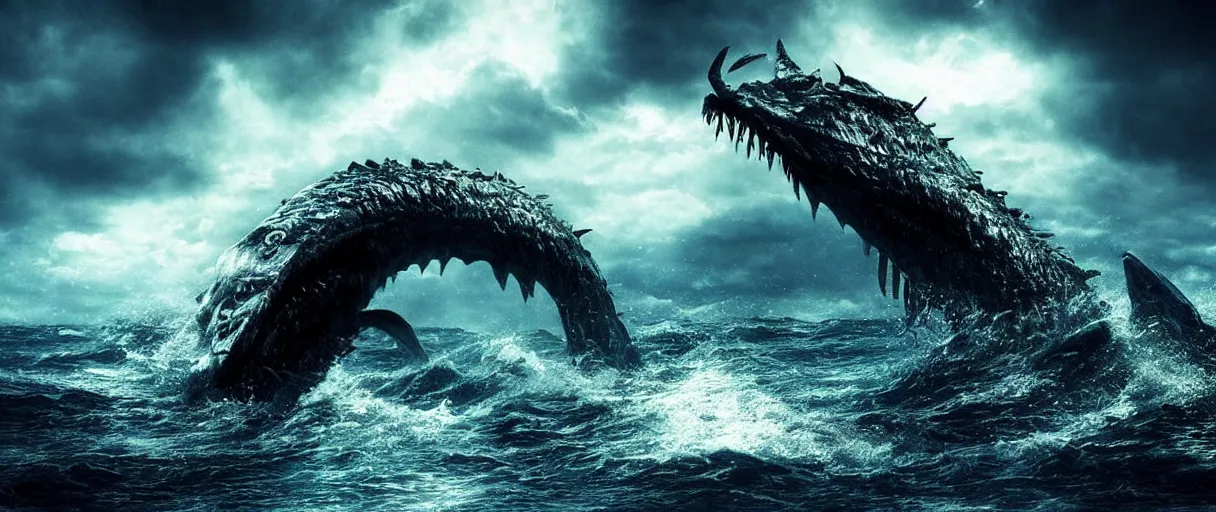 Image similar to ocean monster dramatic lighting cinematic extremely high detail foto realistic cinematic lighting post processed