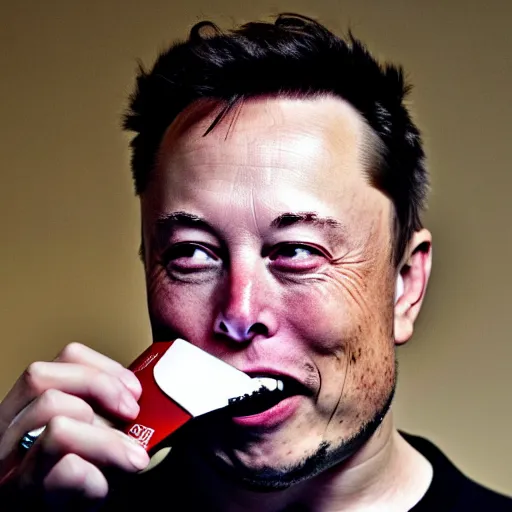 Image similar to Elon Musk eating a computer, highly detailed, high quality, HD, 4k, 8k, Canon 300mm, professional photographer, 40mp, lifelike, top-rated, award winning, realistic, sharp, no blur, edited, corrected, trending