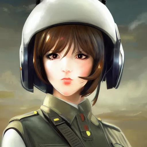 Image similar to portrait anime combat pilot girl, cute - fine - face, pretty face, realistic shaded perfect face, fine details. anime. realistic shaded lighting by ilya kuvshinov giuseppe dangelico pino and michael garmash and rob rey, iamag premiere, aaaa achievement collection, elegant, fabulous, eyes open in wonder