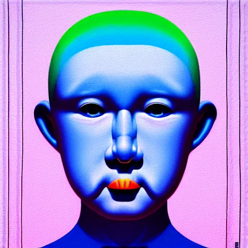 Image similar to blonde blue eyed male by shusei nagaoka, kaws, david rudnick, airbrush on canvas, pastell colours, cell shaded, 8 k