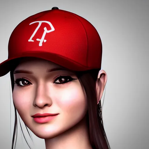 Image similar to a cartoon girl with a baseball cap on her head, vector art by ye xin, cgsociety, digital art, rendered in maya, daz 3 d, zbrush