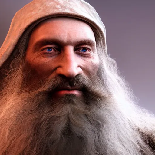 Image similar to a digital art close up portrait of pale ancient druid mage from warhammer, old nature mage with long beard character sheet, 4 k, ultra detail, volumetric lighting, unreal engine, octane render