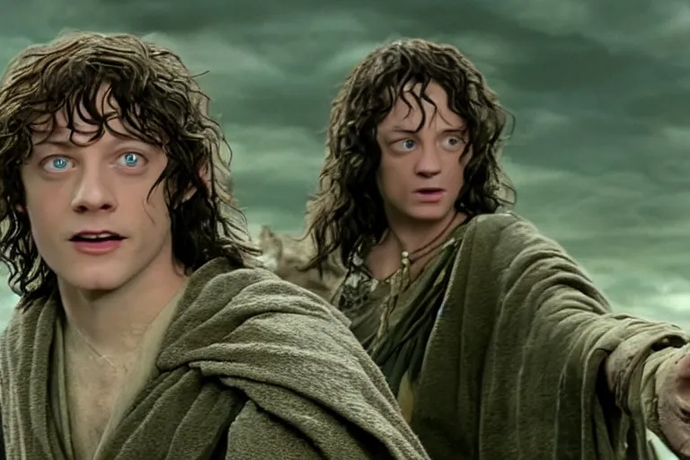 Prompt: larry stylinson stars in the lord of the rings return of the king, highly detailed, cinematic lighting, 4 k, arricam studio 3 5 mm film camera, kodak 5 2 7 9 ( tungsten - balanced ) film stock