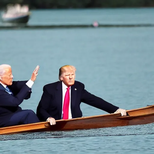 Image similar to joe biden and donald trump in a rowboat