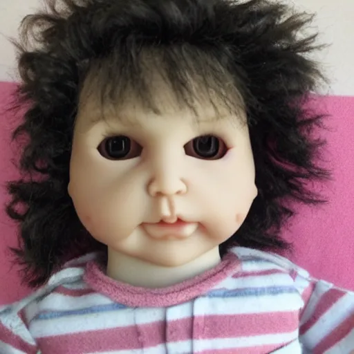 Image similar to a mullet baby doll that looks like mikky ekko, felt