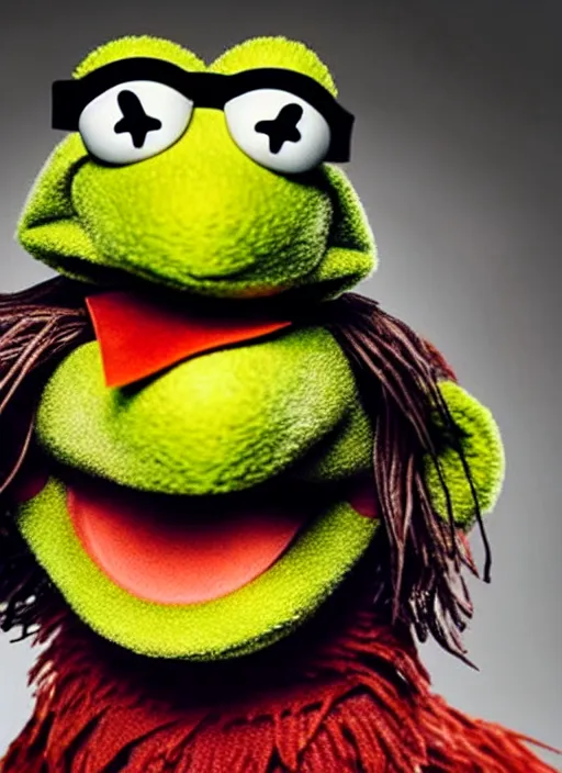 Prompt: studio portrait still of muppet!!!!! christian bale!!!!!! as a muppet muppet as a muppet, 8 k, studio lighting, key light,