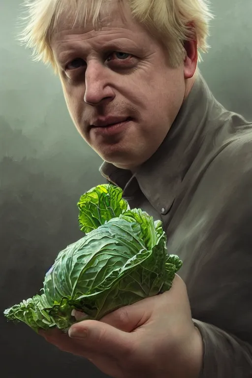 Image similar to boris johnson as garden bed for cabbage, realistic portrait, symmetrical, highly detailed, digital painting, artstation, concept art, smooth, sharp focus, illustration, cinematic lighting, art by artgerm and greg rutkowski and alphonse mucha