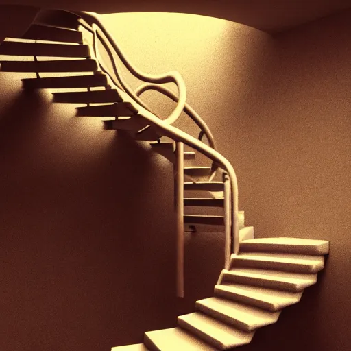 Prompt: spiral staircase to hell, 4 k, hdr, award - winning, octane render, artstation