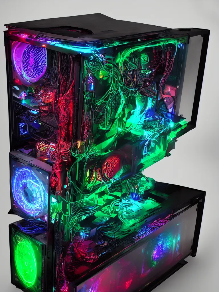 Prompt: Lovecraftian RGB Gaming PC