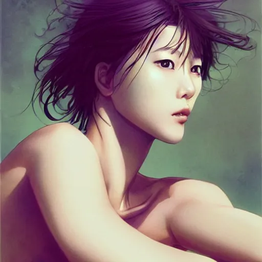 Image similar to song hye gyo by peter andrew jones and akihiko yoshida, rule of thirds, seductive look, beautiful