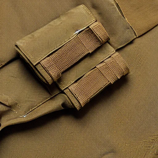 Image similar to detailed tactical cargo buckskin shirt with pouches