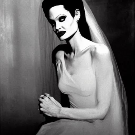 Image similar to Angelina Jolie as the Bride of Frankenstein