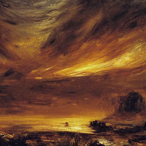 Prompt: john constable painting of marsscape in sunrise