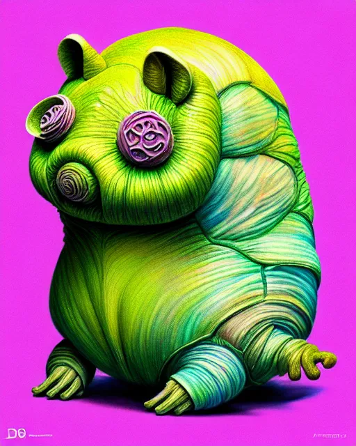 Image similar to richly detailed color illustration of a tardigrade-moss-piglet illustrated by Artgerm and Mina Petrovic and Timothy Kong and Marina Federovna. 3D shadowing