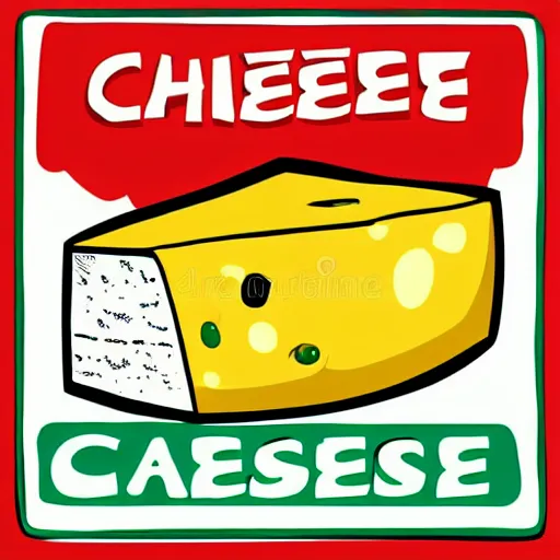 Image similar to a cartoon cheese with a green participation badge, stock art, 4K