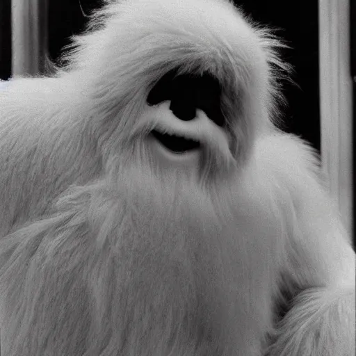 Prompt: : stereopticon photo of abominable snowman