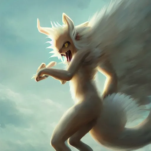 Image similar to Pokémon NineTails, Greg rutkowski, Trending artstation, cinematográfica, digital Art