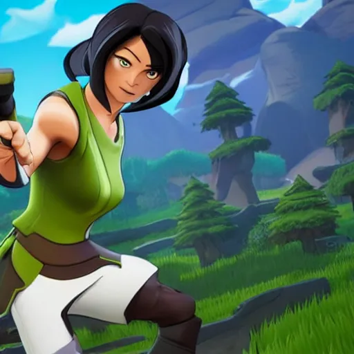 Image similar to toph beifong in fortnite, character render, full body shot, highly detailed, in game render