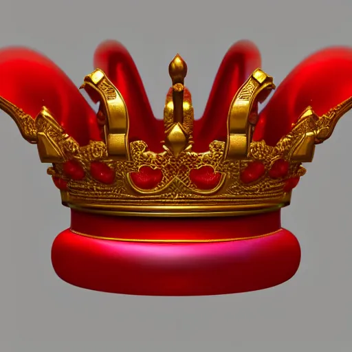 Image similar to a red crown with a gold crown on top of it, a computer rendering by Emperor Huizong of Song, polycount, rococo, sketchfab, rendered in cinema4d, rendered in maya