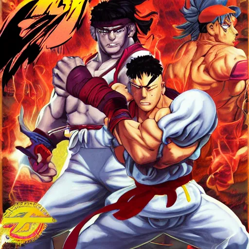 Prompt: issue 0 3 street fighter zero 2 illustrations