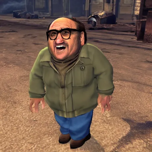 Image similar to Danny devito in the style of fallout: New Vegas game