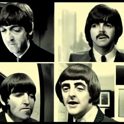 Image similar to stills from the beatles movie in puppets by gerry anderson, vintage film, 1 9 6 0 s