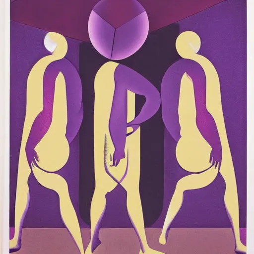 Image similar to the new gods gathered in the temple, Oskar Schlemmer