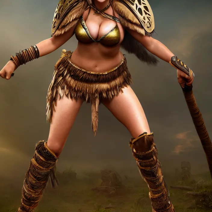 Image similar to full body photograph of kate upton as an amazon warrior. Extremely detailed. 8k