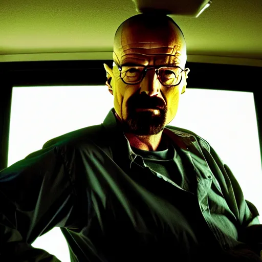 Prompt: Matthew Perry as Walter White on the set of Breaking Bad, 90mm