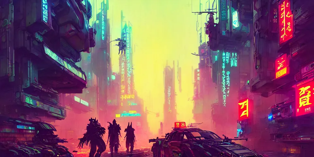 Image similar to concept art of a cyberpunk obon festival, grimy, gritty, blade runner 2 0 4 9, trending on artstation, award winning painting, cgi, art by john berkey and anton fadeev and john howe and simon stalenhag and greg rutkowski