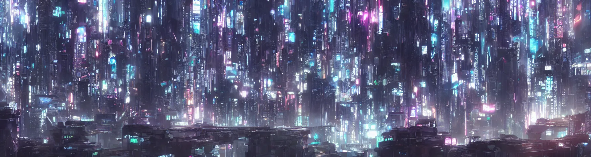 Image similar to highly detailed futuristic cyberpunk city, matte painting, from the anime film Ghost in the Shell, trending on pixiv