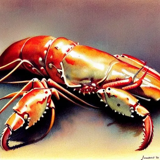 Prompt: 1950s lobster . muted colors.))))) by Jean-Baptiste Monge