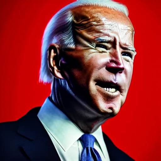 Image similar to a photo of joe biden as a demon, red eyes, shadowy figure