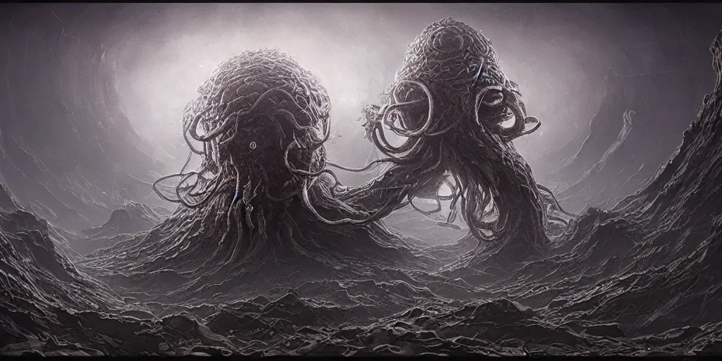 Prompt: depiction of yog - sothoth, dark colour, matte painting, concept art, highly detailed