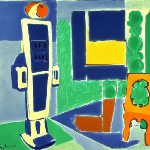 Prompt: a friendly robot, digital painting by Henri Matisse, 4k wallpaper, beautiful masterpiece