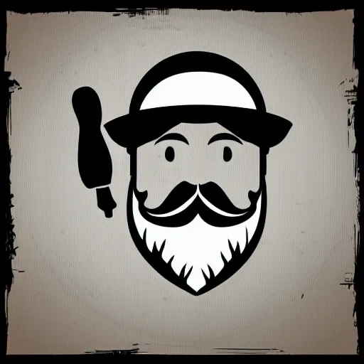 Prompt: bearded man turns bowl on woodlathe, vector art, simple, clean, black and white