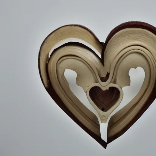 Image similar to mechanical heart carved out of ivory, c anon 5 d 5 0 mm lens