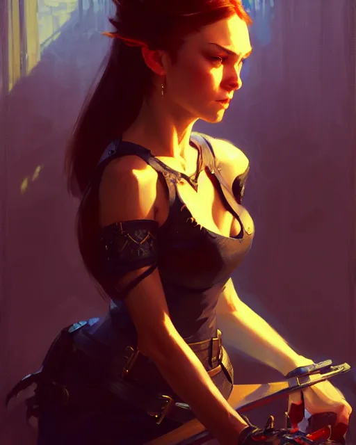 Image similar to a potrait of a human rogue, dungeons and dragons, fantasy, fine details. night setting. realistic shaded lighting poster by ilya kuvshinov katsuhiro, artgerm, jeremy lipkin and michael garmash, unreal engine, radiant light, detailed and intricate environment, digital art, trending on art station