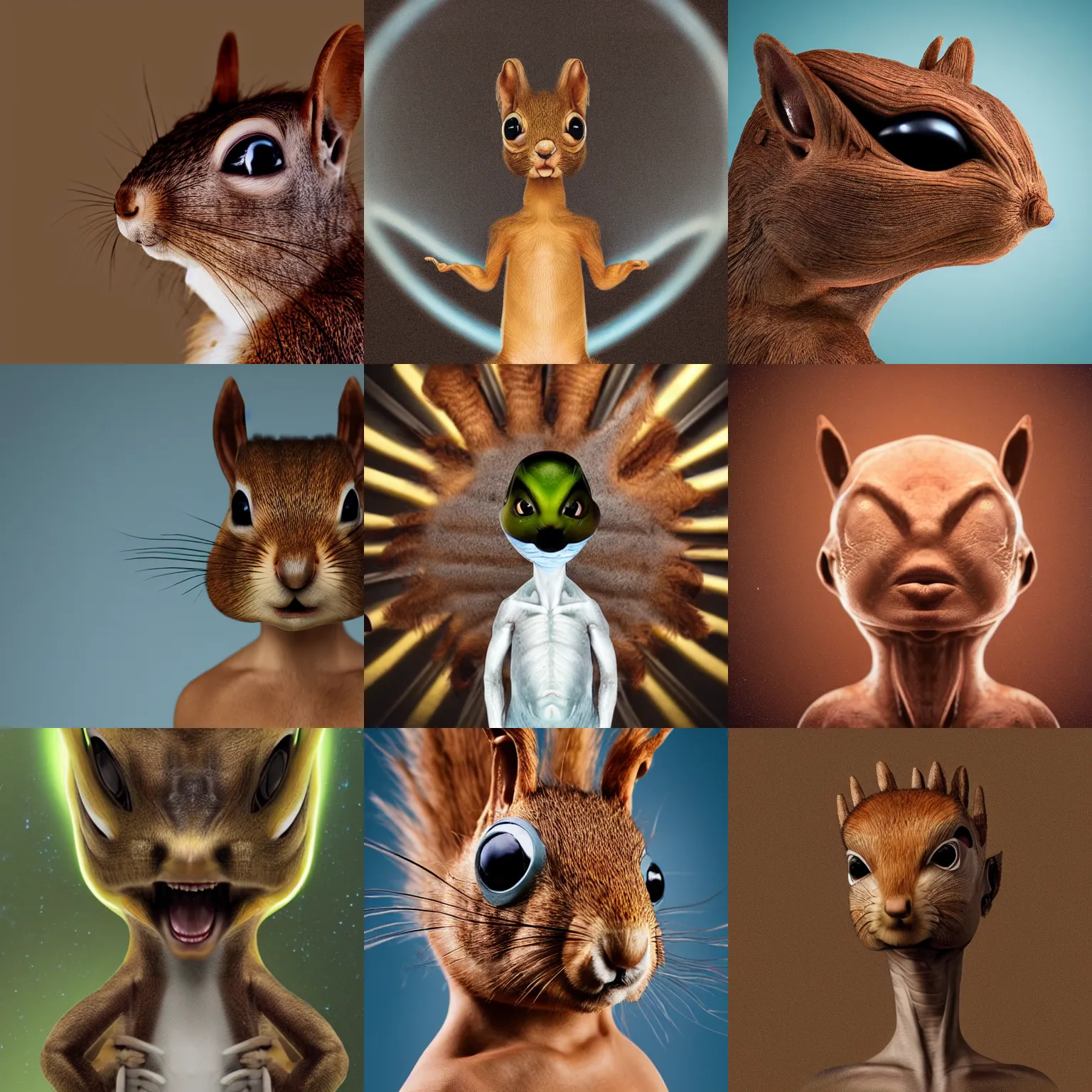 Prompt: studio photograph of an alien that resembles squirrel