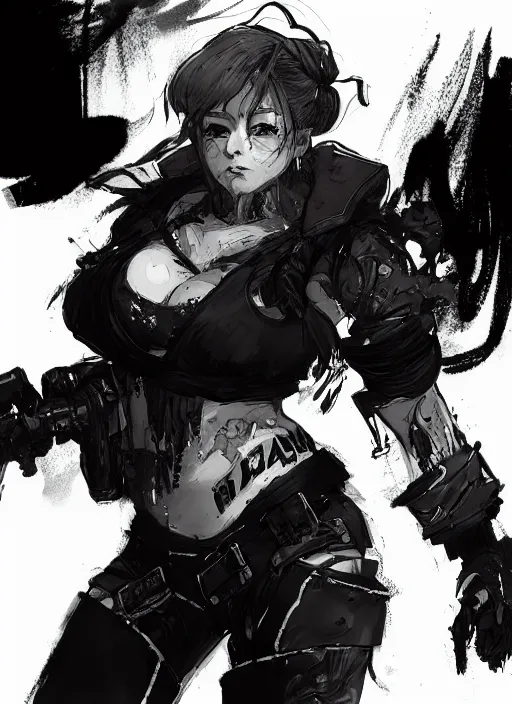 Prompt: portrait of a bearded female dwarf demolitioner in working clothes. in style of yoji shinkawa and hyung - tae kim, trending on artstation, dark fantasy, great composition, concept art, highly detailed, dynamic pose, vibrant colours.