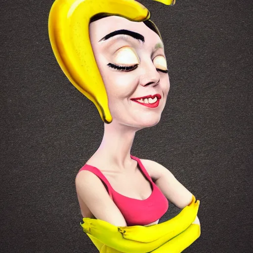 Image similar to a banana woman that has the face of emma stone on it, dalle 2 reference