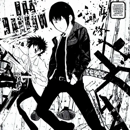 Image similar to Chainsaw Man manga panel as album cover