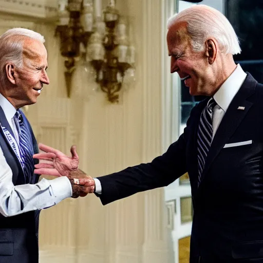 Image similar to photo of an alien meeting joe biden, award winning