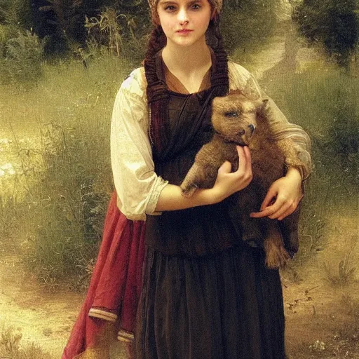 Prompt: portrait of annasophia robb as shepherdess bouguereau