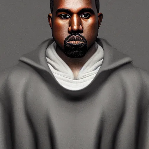 Image similar to photo realistic image of kanye west, wearing yeezy futuristic outfit stunning 3 d render inspired art by istvan sandorfi and greg rutkowski, perfect facial symmetry, complete body, realistic interpretation!!!, highly detailed attributes and atmosphere, dim volumetric cinematic lighting,