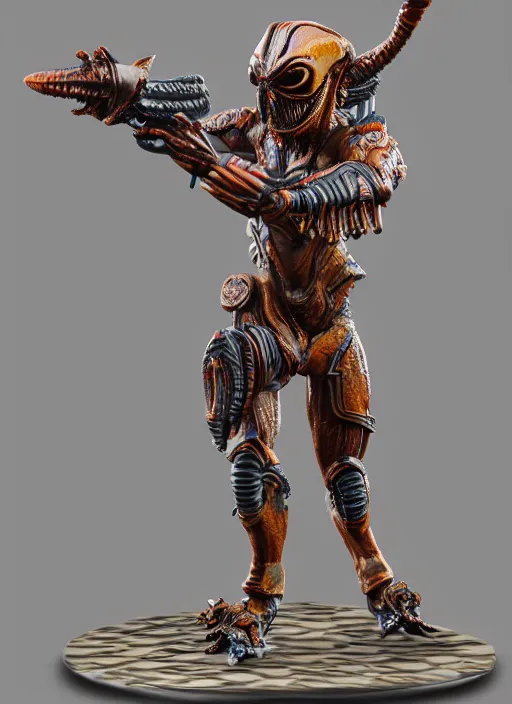 Prompt: 80mm resin detailed miniature of a Alien warrior, Product Introduction Photos, 4K, Front view, Full body