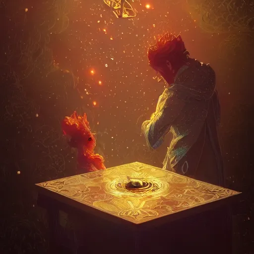 Prompt: a detailed digital art of an enchanted golden key on a table, by victo ngai and greg rutkowski, digital art, realistic painting, very detailed, fantasy, dnd, character design, trending on artstation