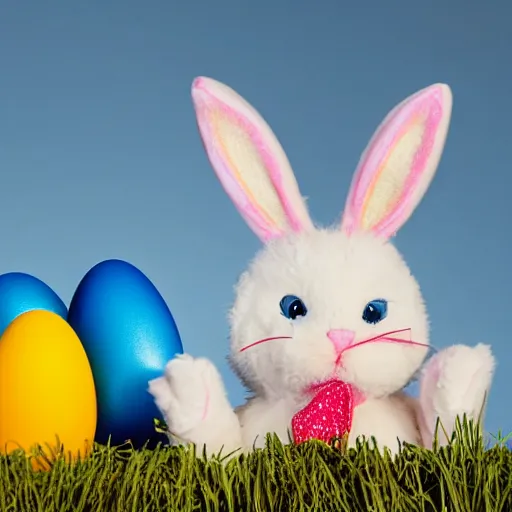 Image similar to easter bunny riding a convertible, studio photo, high quality