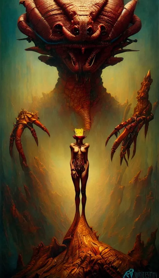 Image similar to exquisite imaginative imposing weird creature movie poster art humanoid colourful movie art by : : weta studio tom bagshaw james jean frank frazetta