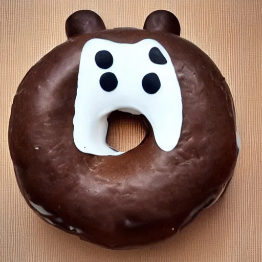 Image similar to a cow shaped aa a donut